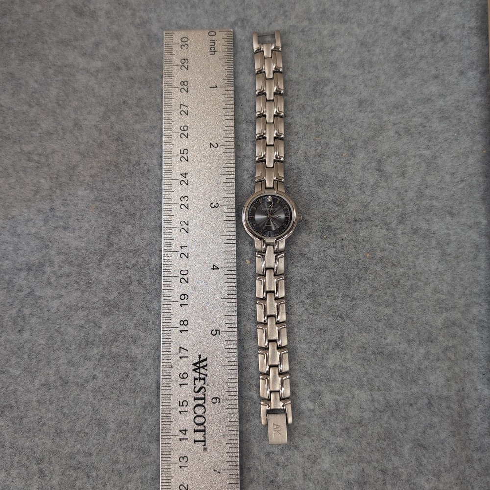 Anne Klein Diamond Accent Women's Silver Tone Bracelet Watch Dark Gray Dial - Picture 3 of 5